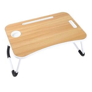 BUYIFY Folding Lap Desk, 23 Inch Portable Wood Grain Laptop Bed Desk Lap Desk